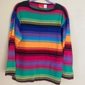 Vintage 90s Liz & Co color block striped oversize sweatshirt